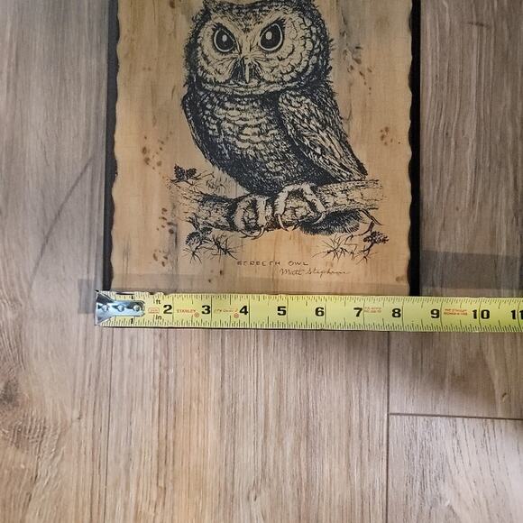 Screech Owl Wood Art Wall Decor Signed 11" Custom Artwork - Picture 9 of 10